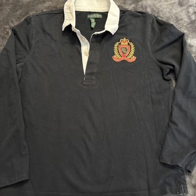 LAUREN Jeans Company Ralph Lauren Black Rugby Crest Logo Long