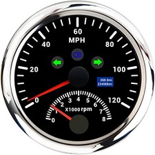 GPS Speedometer 0-120MPH with Tachometer 120MPH and 8000RPM Black and Silver