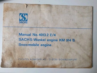 Vintage OEM Sachs Wankel KM 914 B Rotary Snowmobile Engine  Manual 4013.2