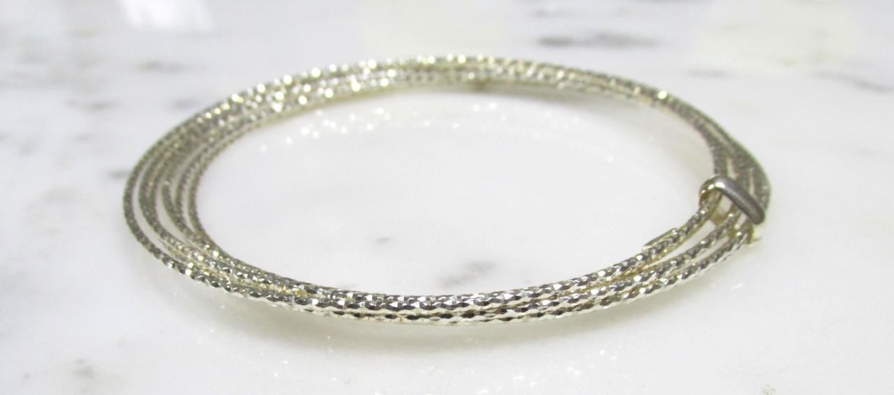 Thin Etched Sterling Silver Interlocking Bangle B… - image 3