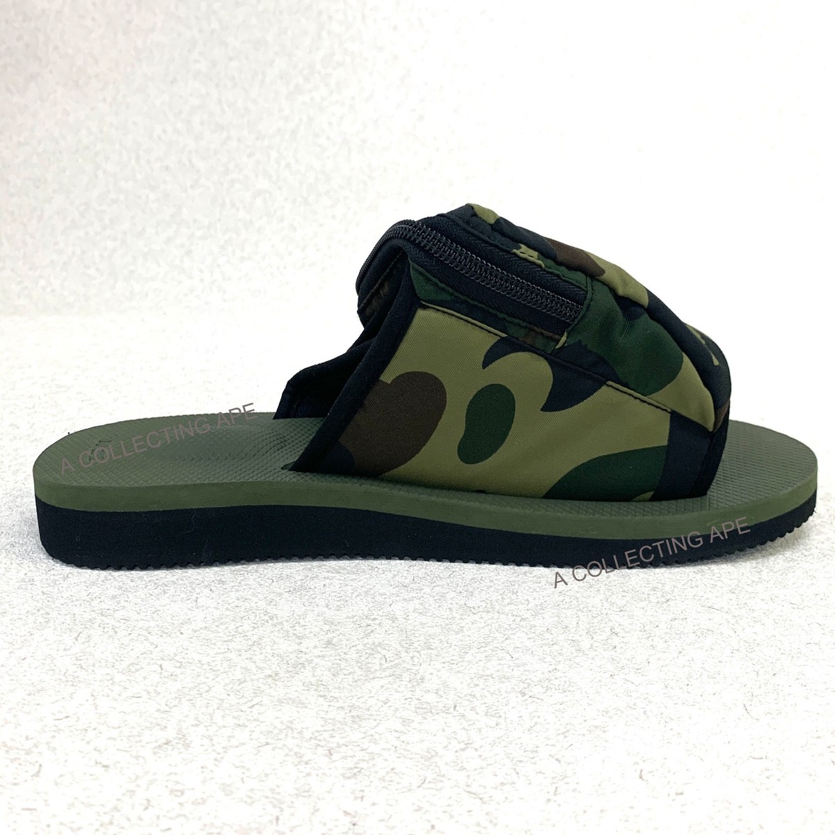A Bathing Ape BAPE x Suicoke DAO 1st Camo Slide Sandals Olive