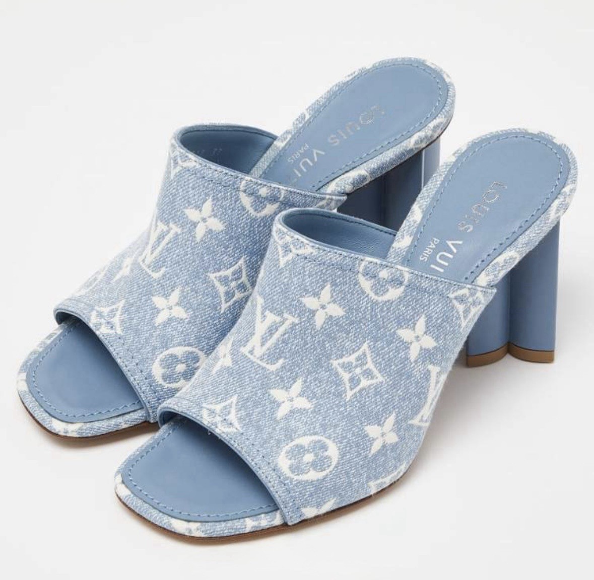 DDP Authentic Louis Vuitton Indiana Denim Monogram Mules Sandals Size EU 39 US 9