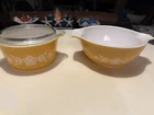 Vintage Pyrex Butterfly Gold 442 1.5Qt & 473 1Qt Casserole Bowl Lid Lot