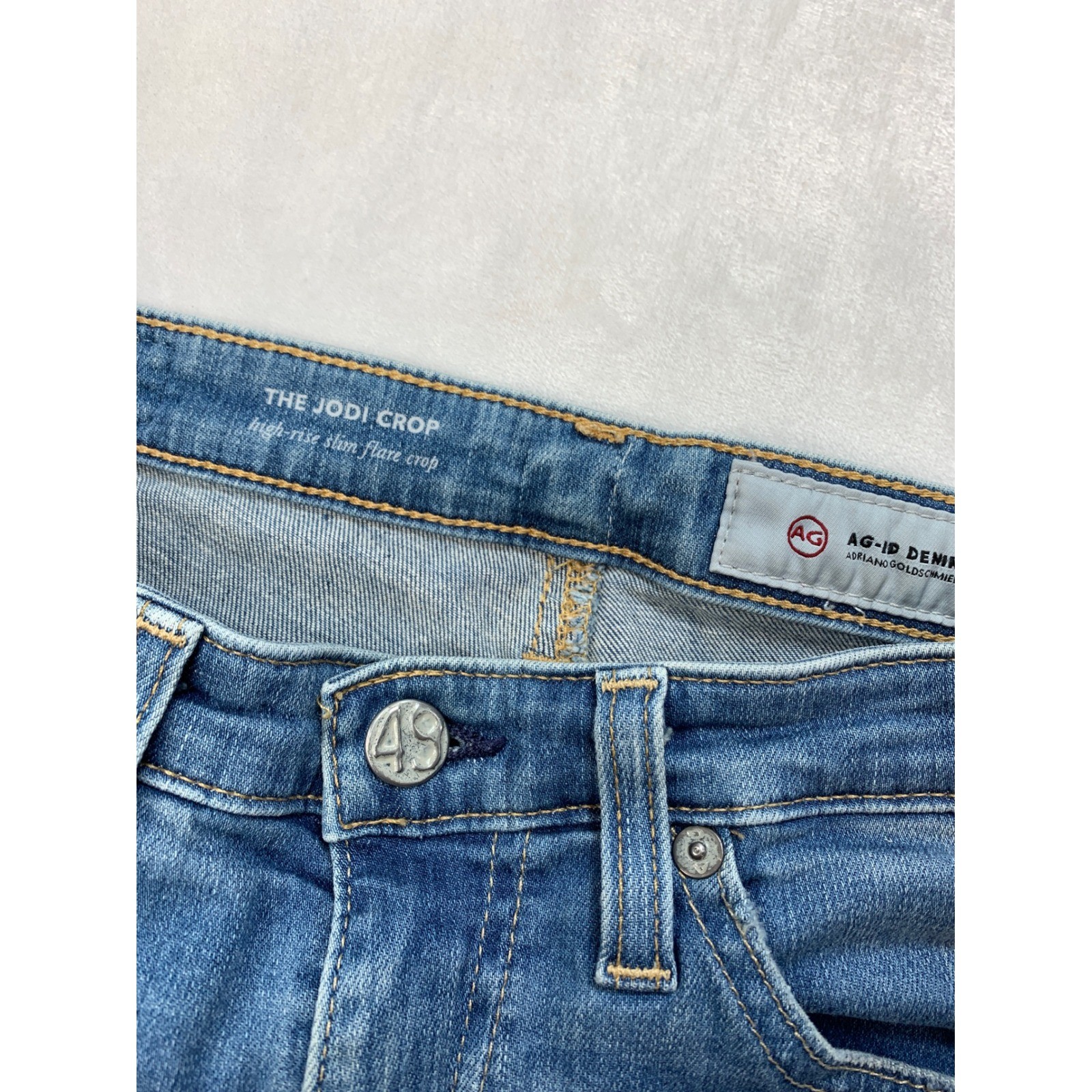 AG The Jodi Crop High Rise Slim Flare Crop Jeans Light Wash Distressed Size 26 thumbnail 4