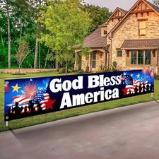 "God Bless America Banner 118x20 Inch Outdoor 4th of July Patriotic Decor"