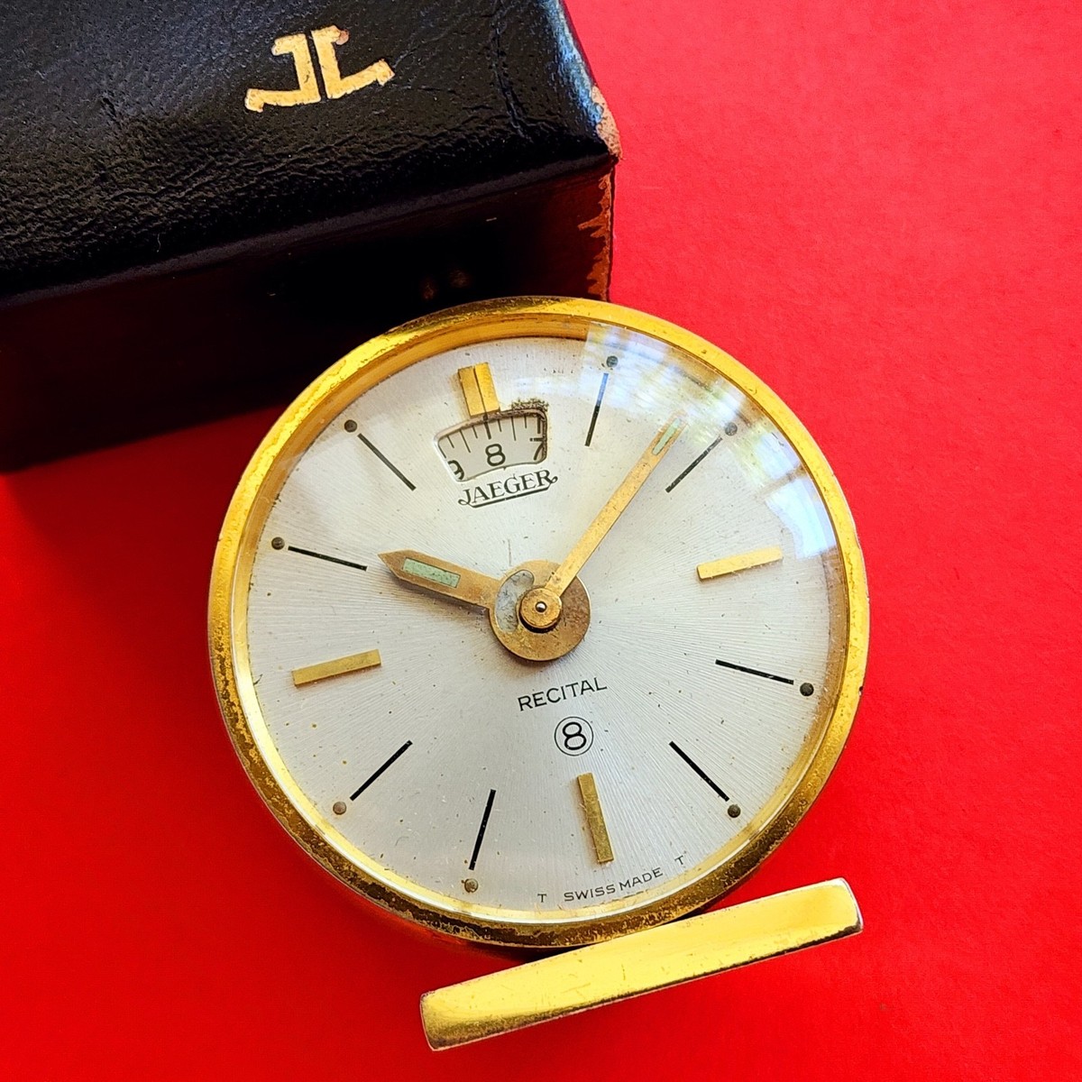 Jaeger Recital 8 Vintage Alarm Travel Desk Clock JLC Jaeger