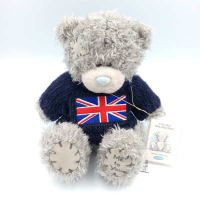 Me To You Tatty Teddy Bear Plush Giftware Grey Blue Union Jack Sweater UK