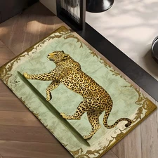 Vintage Leopard Mat, Machine Washable & Decorative