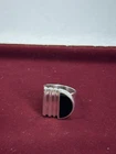 Vintage Taxco Mexico Sterling Silver Black Onyx Modernist Ring Size 10