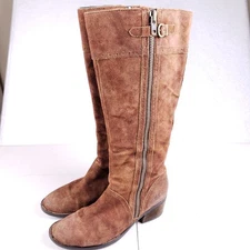 Børn Brown Leather Riding Boots Women’s 9M Side Zip Buckle Fall Boho Sty