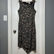 Kathie Lee Collection Vintage 90s Paisley Sleeveless Asymmetrical Midi Dress