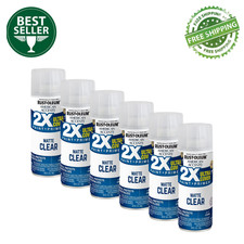 6 Pack Rust-Oleum Clear Matte Spray Paint, 2X Ultra Cover Protective Coat, 12oz