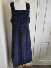 Toast Pinafore Dress Ladies Size 12 Navy Blue Jumbo Cord Oversized Dungaree