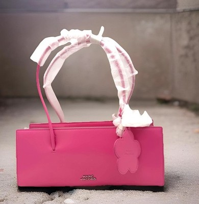 NEW AUTH Marc Jacobs The Glam Mirror Leather Top Handle Shoulder Bag-Bow Pink