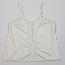 Vintage Gotham New York Tank Top Camisole Sz Large White Lace Half Slip USA Made