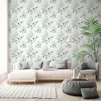 Vliestapete Mit Aquarell BläTtermuster Im Wassermal-Stil – Creme, GrüN