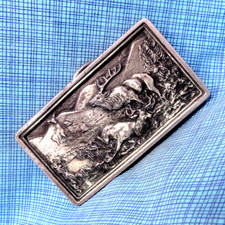 Bull Elk Rutting Belt Buckle Hunter Sportsman Mountains Vtg 70s Bergamot .NOX493