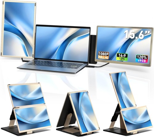 Triple Laptop Screen Extender - 15.6" Monitor IPS FHD 1080P Detachable Portab... - Picture 3 of 8