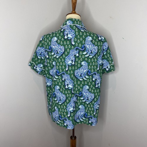 Print Fresh Women Pajama Tiger Queen Jade Short Sleeve Top Cotton Large L - Picture 3 of 9