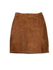Vintage Cayenne Suede Leather Skirt Sz 14 Cognac Brown Pencil High Waist Lined