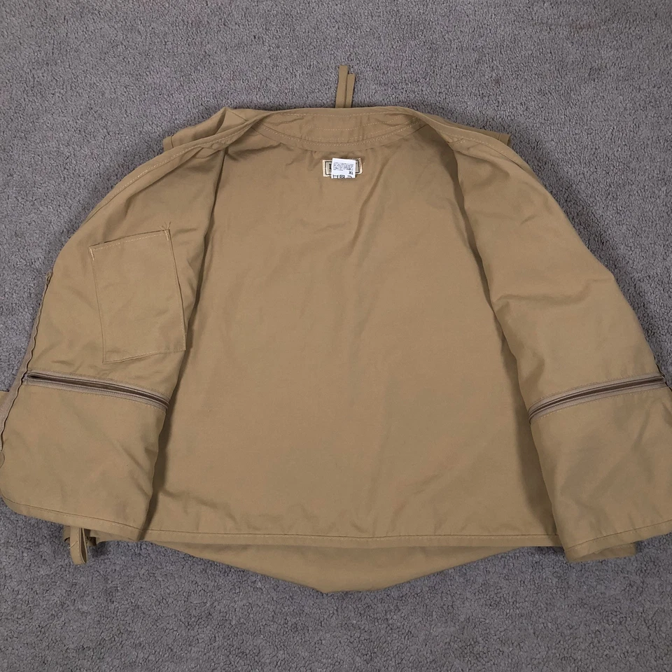 Vintage LL Bean Fly Fishing Vest Mens XL Tan Full Zip Pockets Distressed 80s - Image 4 of 4