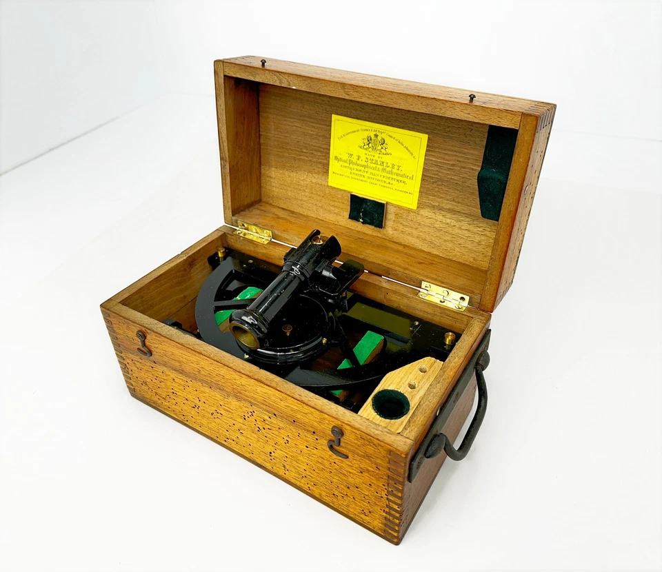 Antigo W.F. Bússola de pesquisa grafômetro semi circunferente bronze Stanley c1870 - Imagem 4 de 4