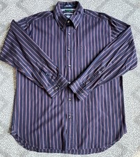 Tommy Hilfiger Men  s Medium Blue Striped Shirt 80s 2-Ply Fabric