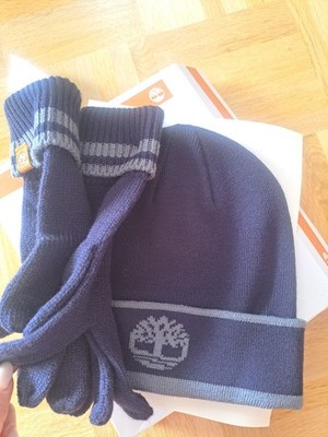 Neu Timberland Mütze Handschuhe Set Dunkelblau Weihnachtsgeschenk NP 59 