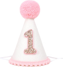 Pink First Birthday Party Crown for Baby Girls - Blush 1St Birthday Hat