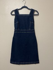 Gap Women's Blue Denim Jumper Dress Size 6 Sleeveless Knee Length
