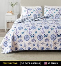 Coastal 3-Piece King/California King Quilt Set in Blue with Shams