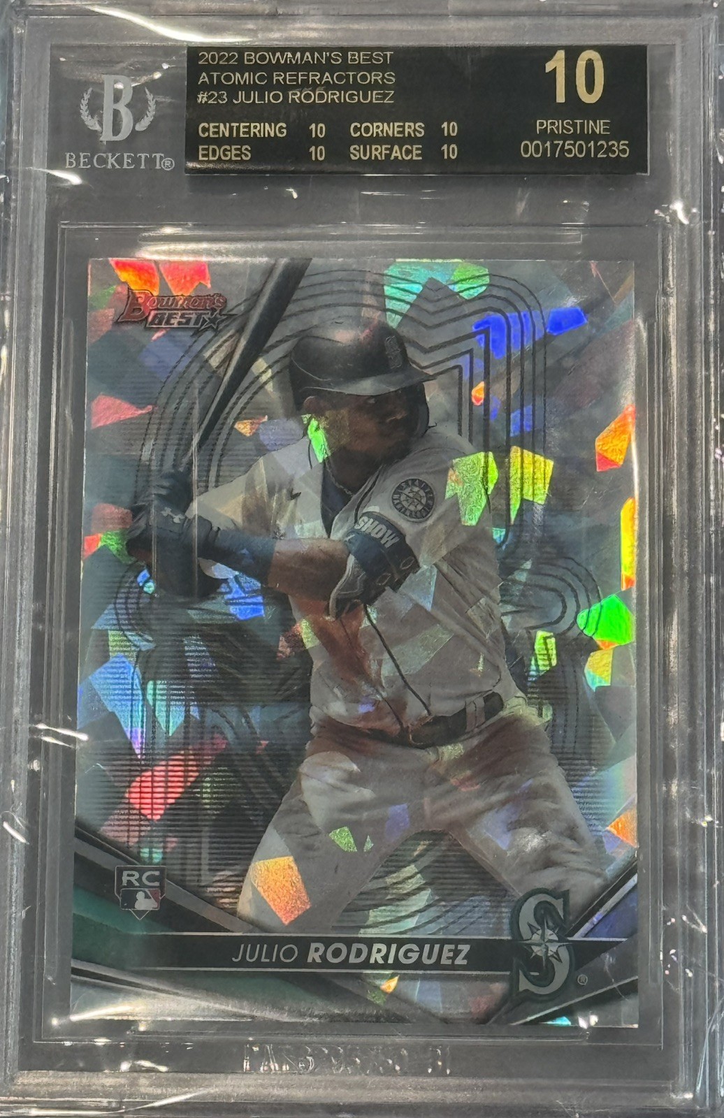 2022 Bowman Best Julio Rodriguez #23 Atomic Refractor PRISTINE BLACK LABEL 10 RC