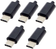 chenyang 5 Pack USB C DIY Connector 3.1 Type C 24Pin Male Plug Port Black