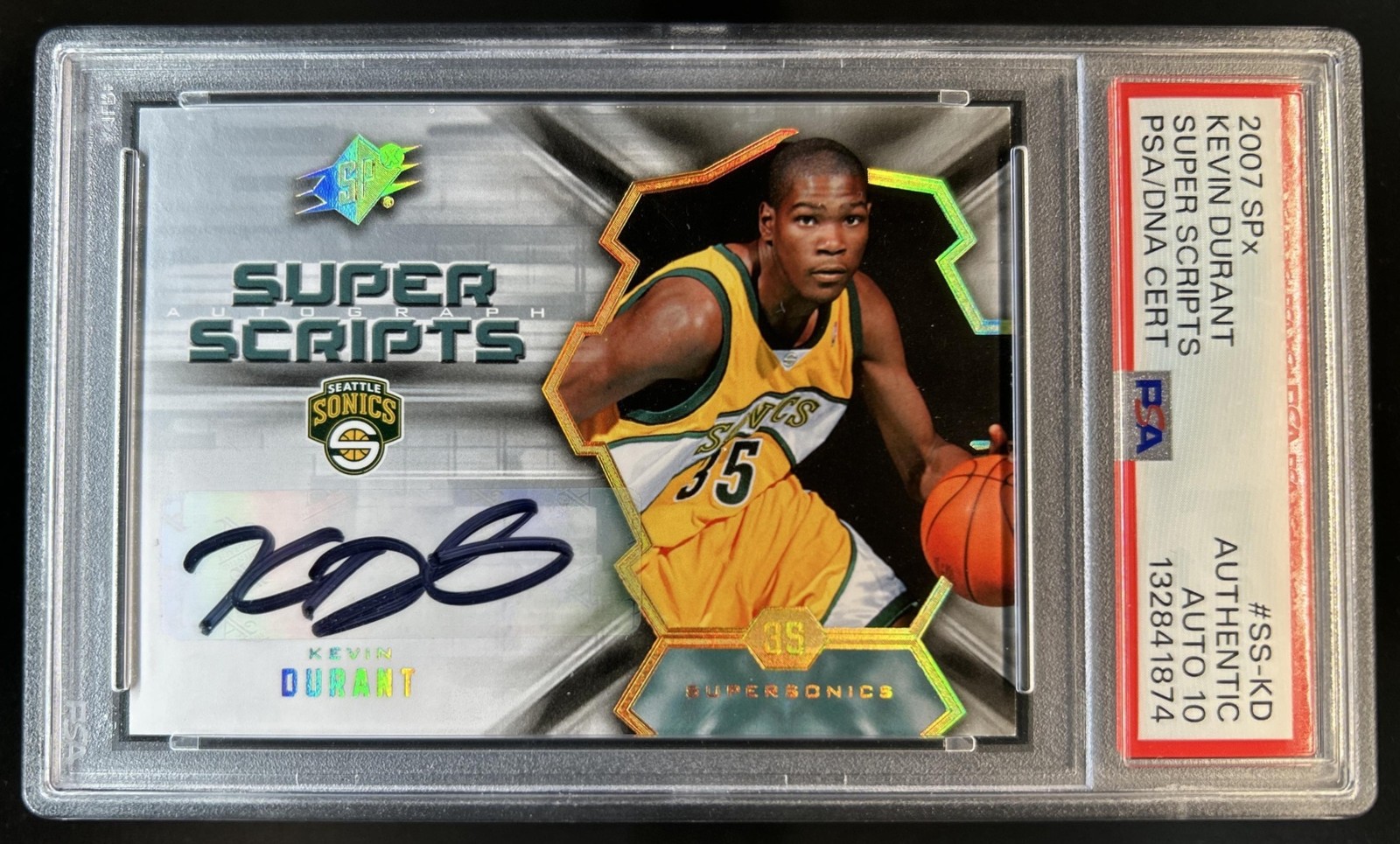 2007-08 SPx Kevin Durant Super Scripts Rookie RC Auto #SS-KD PSA Authentic 10 view 1