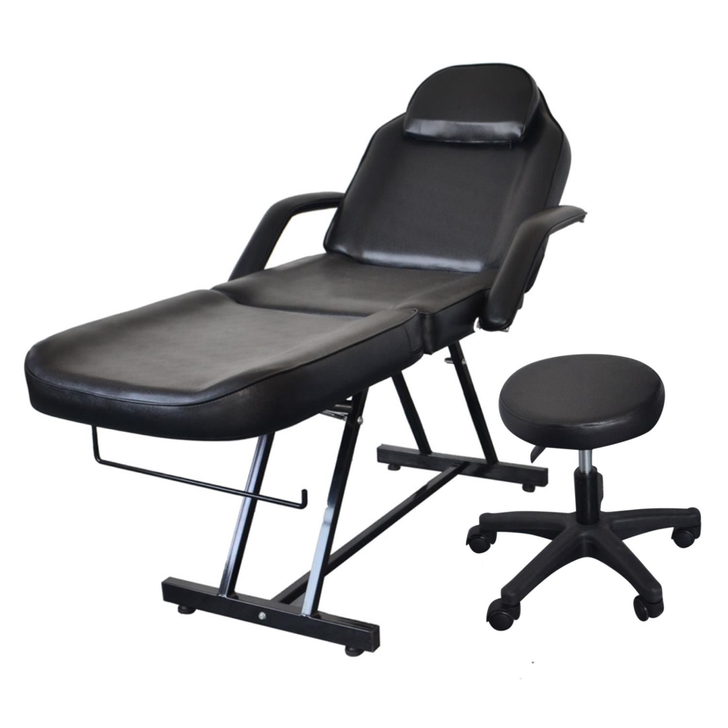 Salon Barber Chair Tattoo Spa Massage Table Folding Facial Bed Beauty w/Stool