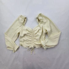 Forever 21 cream long dramatic sleeve crop top size Large 