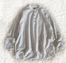 ICHI / ICHI Antiquite Cotton Linen Band Collar Blouse Pullover Striped Excellent