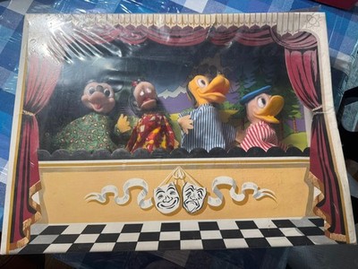 Antique Disney Hand puppet theatre Gund Denmark DVP Mickey Goofy Pluto Donald