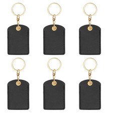6pcs Leather Keychain,70mm Sublimation Keychain Blanks,Rectangular,Black