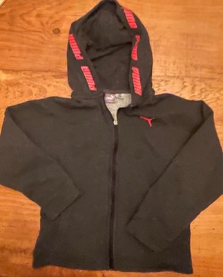 PUMA L Large  12-14 Yourh Girls Hoodie Sweatshirt gray Pink zip-up