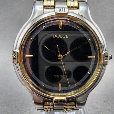 Seiko Dolce Watch Women 31mm Black Dial Two Tone Round 5e31-6000