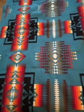 Pendleton Chief Joseph Turquoise  Red Blanket 78x63 SW collectible POWWOW Robe
