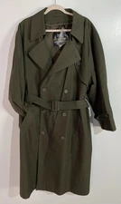 Vtg London Fog Towne Trench Coat Men 40s Double Breasted Belted Wool Plaid Liner