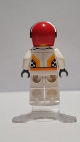 LEGO Minifigure - Race Car Driver, White Suit, Orange Stripes, Checkers(cty0874)
