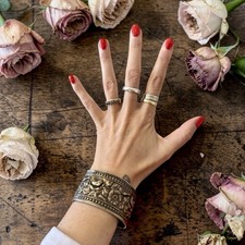 Bracciale Vintage Rigido Apribile Placcato Argento con Rose 