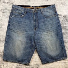 Route 66 Premium Mens Blue Denim Shorts Size 38 Relaxed Fit Medium Wash Jorts