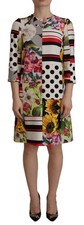 Dolce & Gabbana Multicolor Pachwork Charmeuse Floral Shift Women's Dress