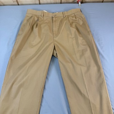 Vintage Y2K Polo Ralph Lauren Hammond Pant Khaki Cotton Pleated Mens Size 38x32