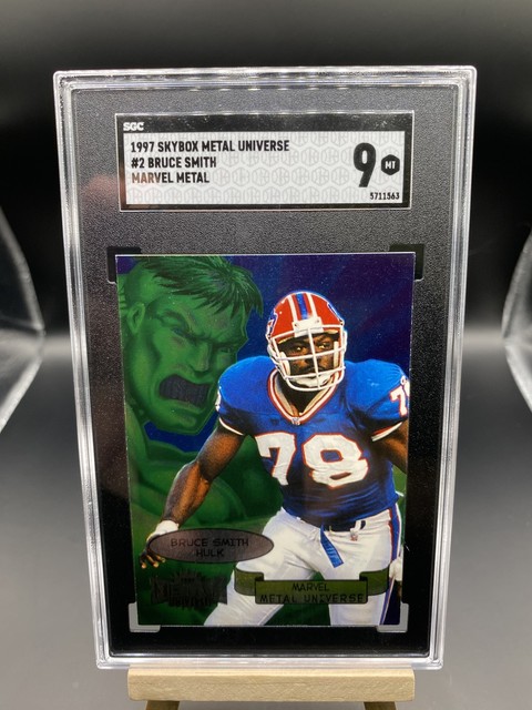 🔥1997 Skybox Metal Universe Marvel #2 Bruce Smith Buffalo Bills graded SGC 9🔥