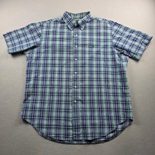 Ralph Lauren Classic Fit Plaid Short Sleeve Button Down Shirt Mens XL Blue Green